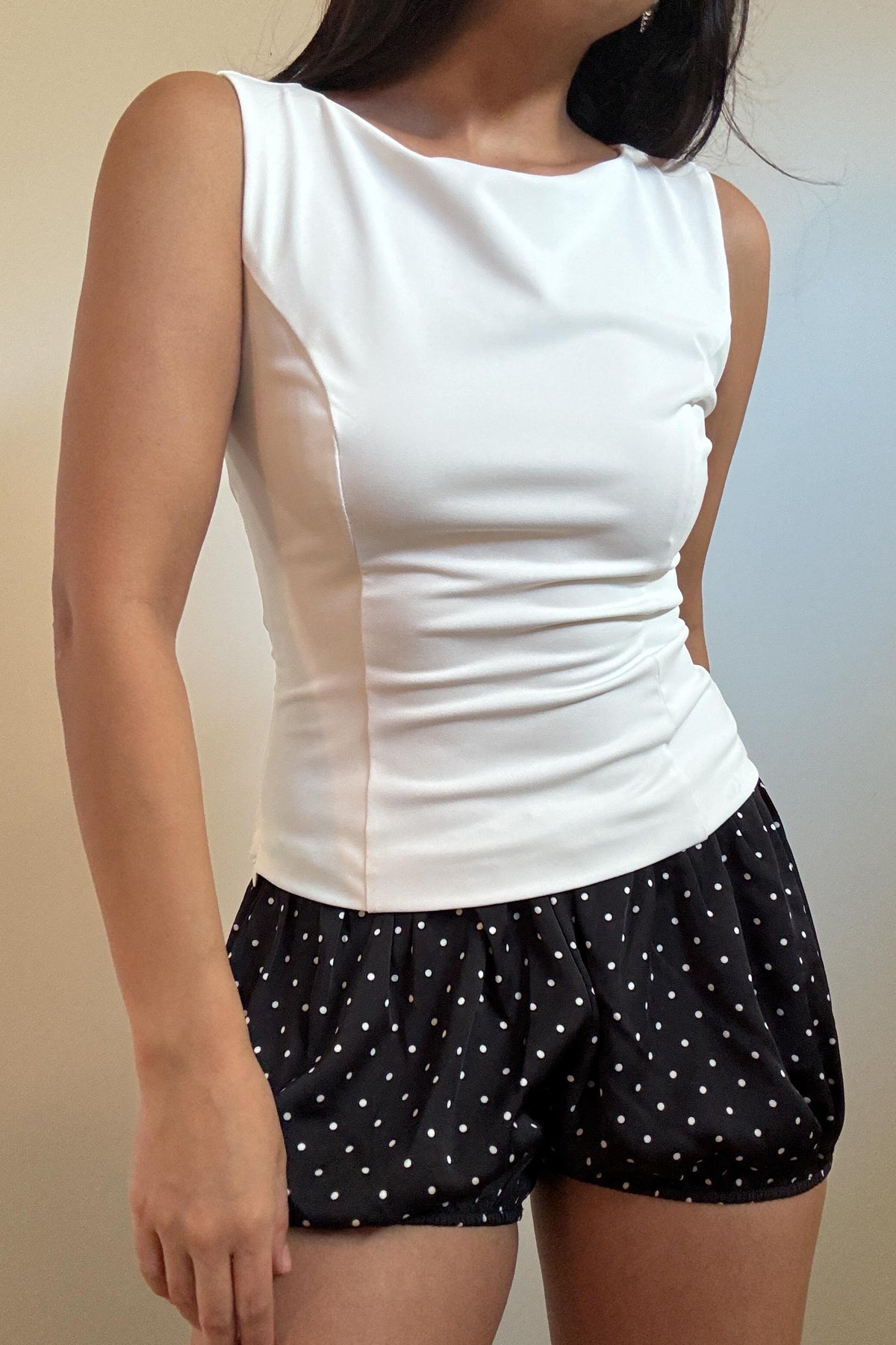 Stretch Boatneck Fitted Top
