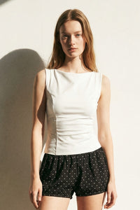 Stretch Boatneck Fitted Top