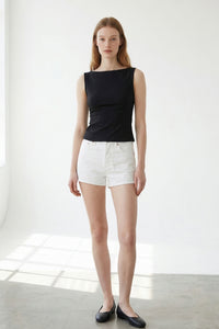 Stretch Boatneck Fitted Top