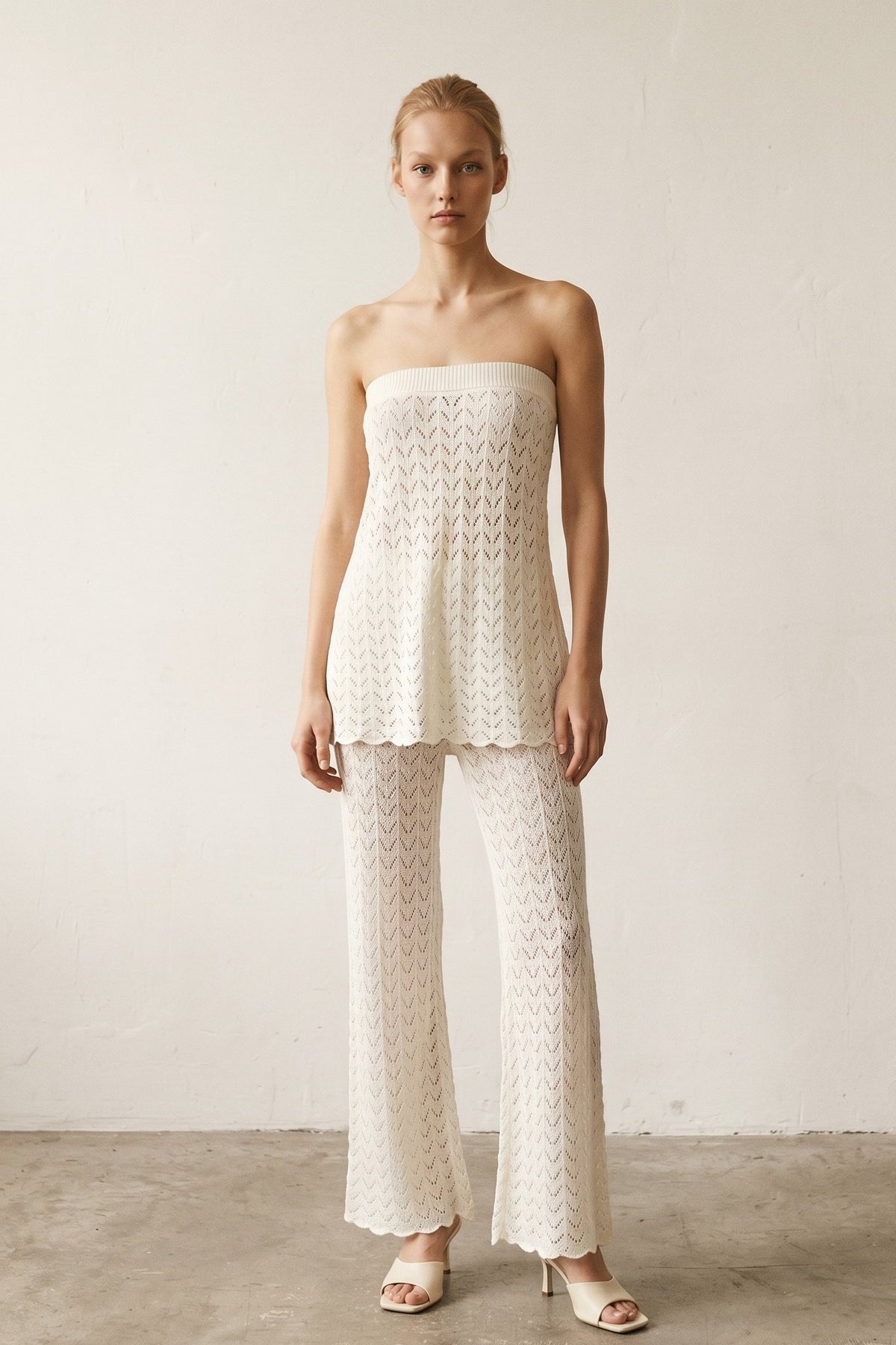 Pointelle Knitted Top & Pants Set