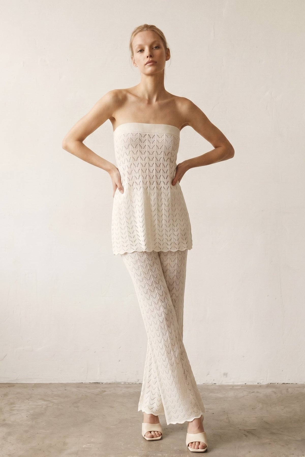 Pointelle Knitted Top & Pants Set