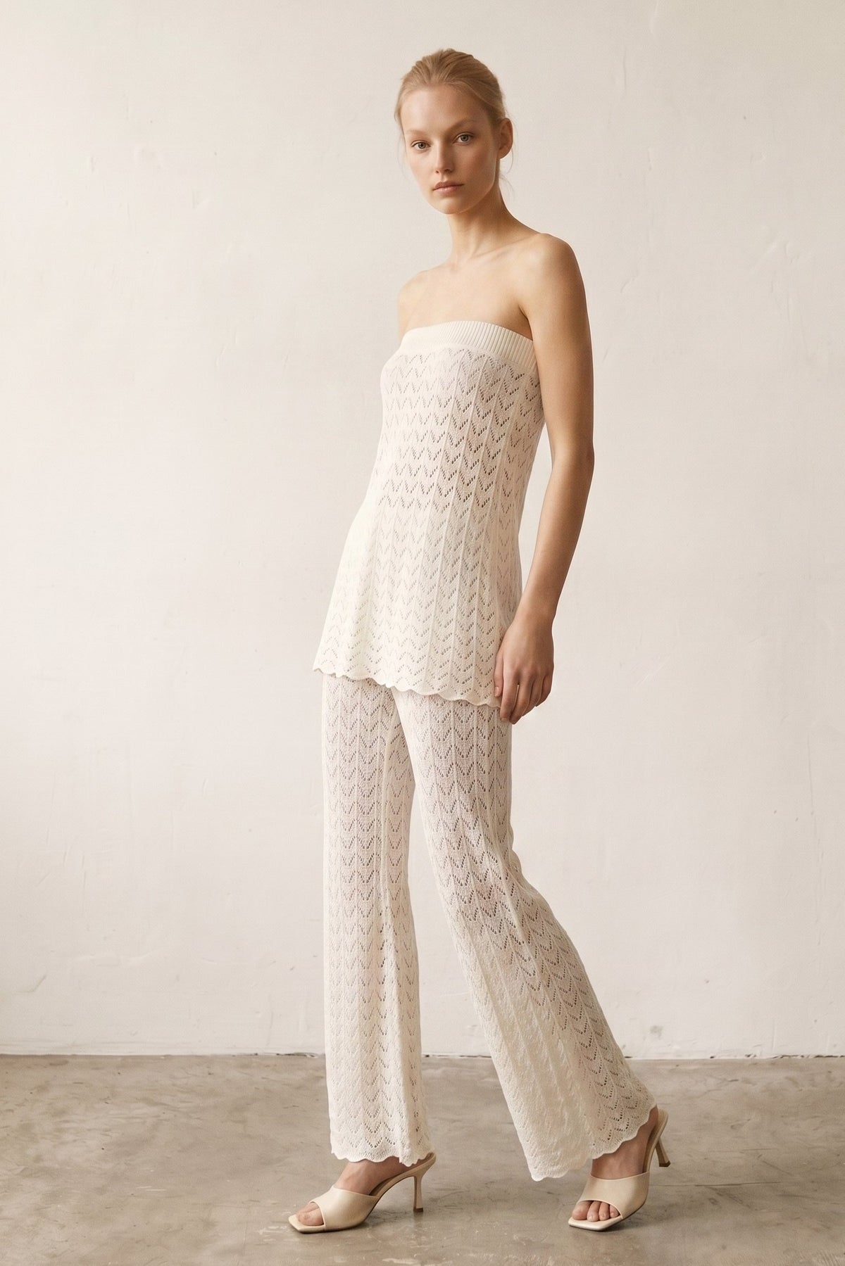 Pointelle Knitted Top & Pants Set