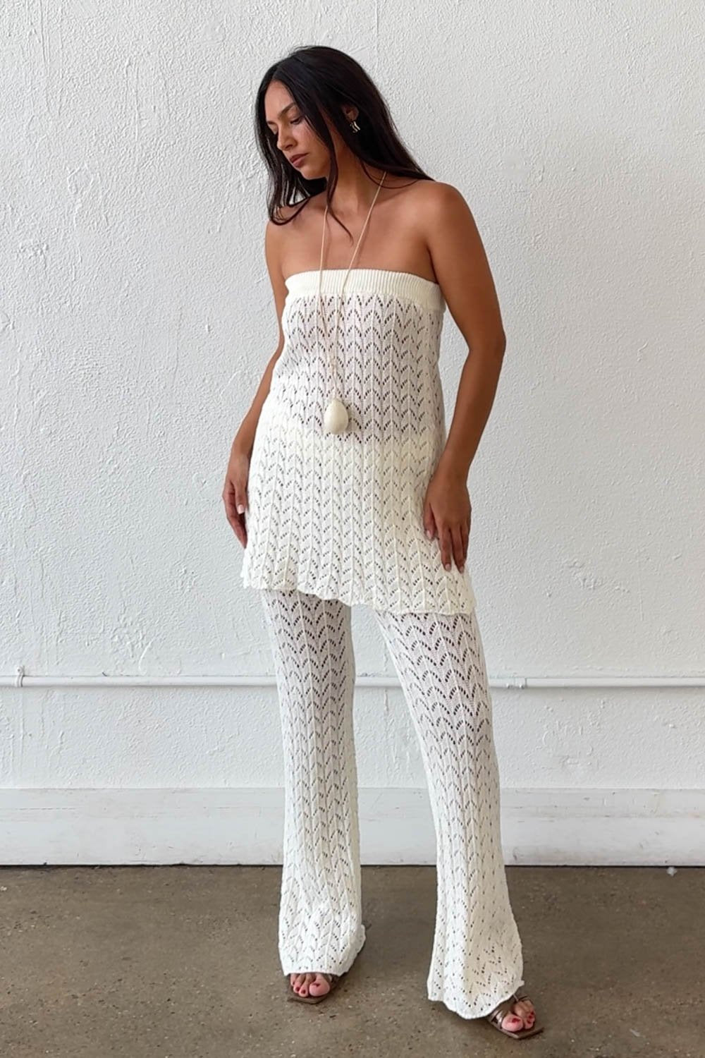 Pointelle Knitted Top & Pants Set