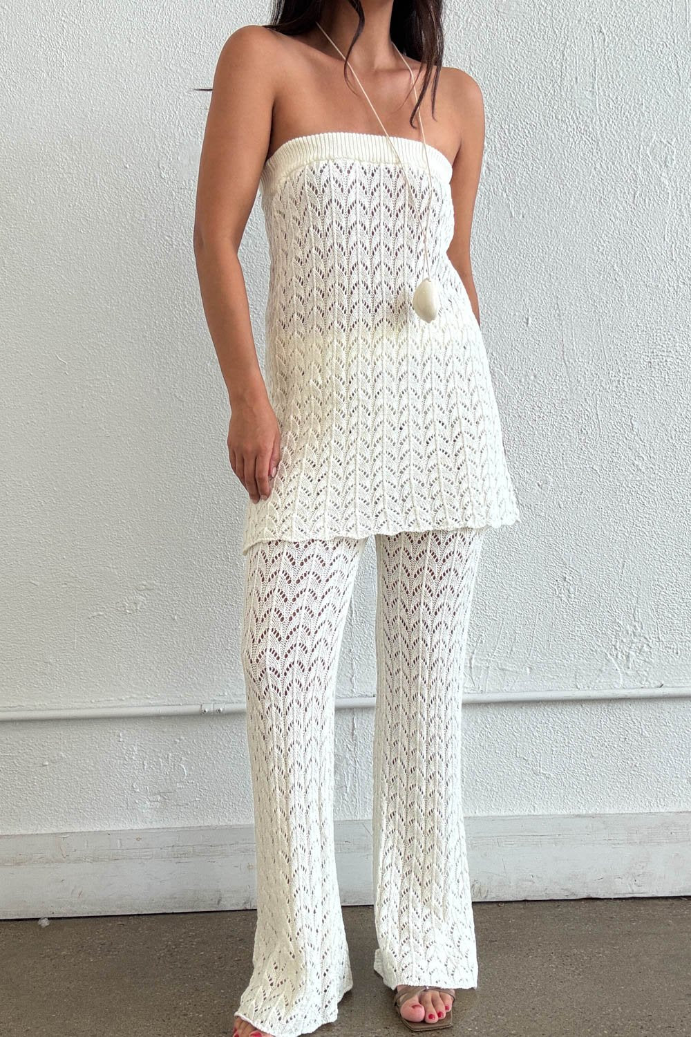 Pointelle Knitted Top & Pants Set