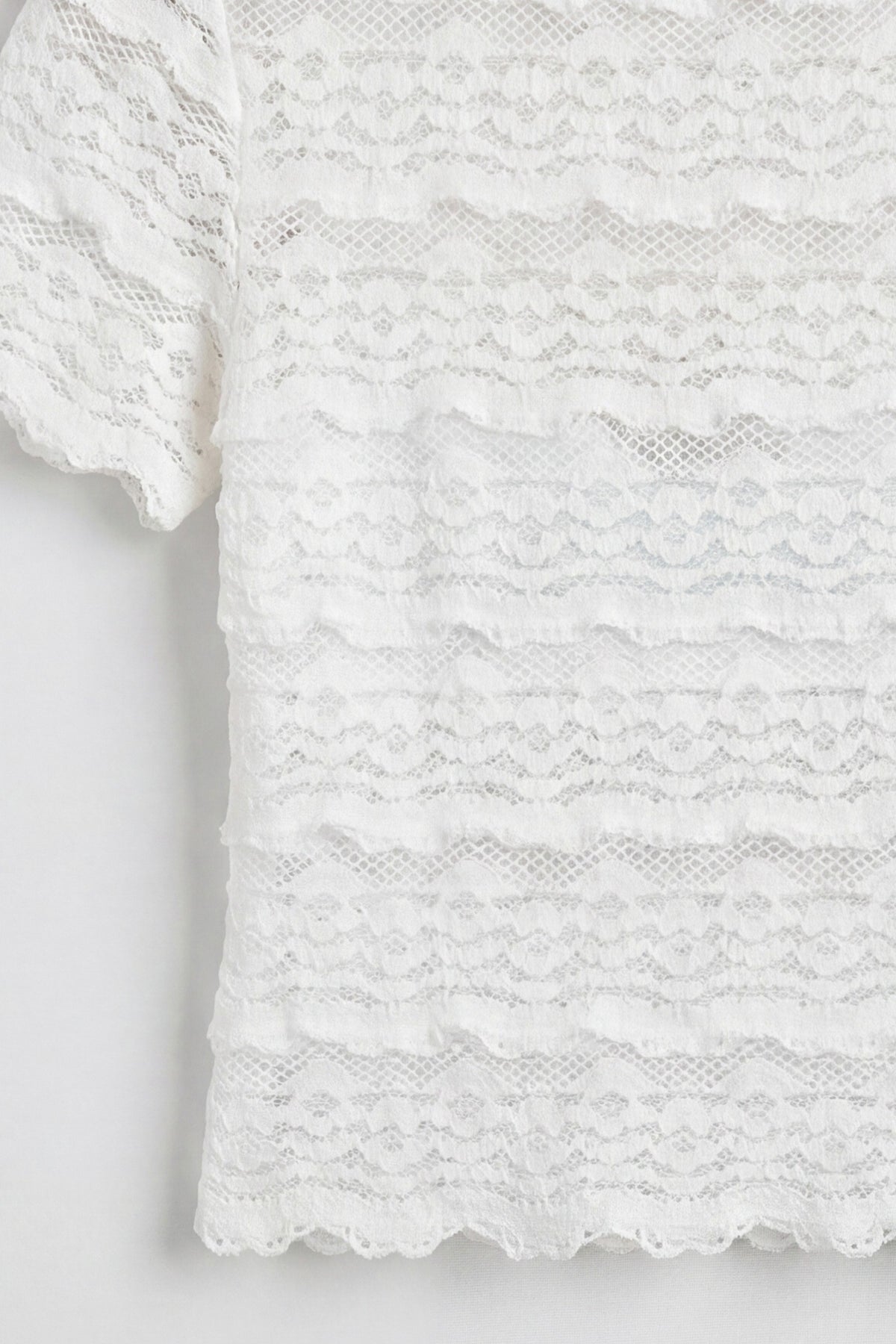 Lace Sleeve Woven Baby Tee