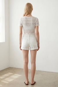Lace Sleeve Woven Baby Tee