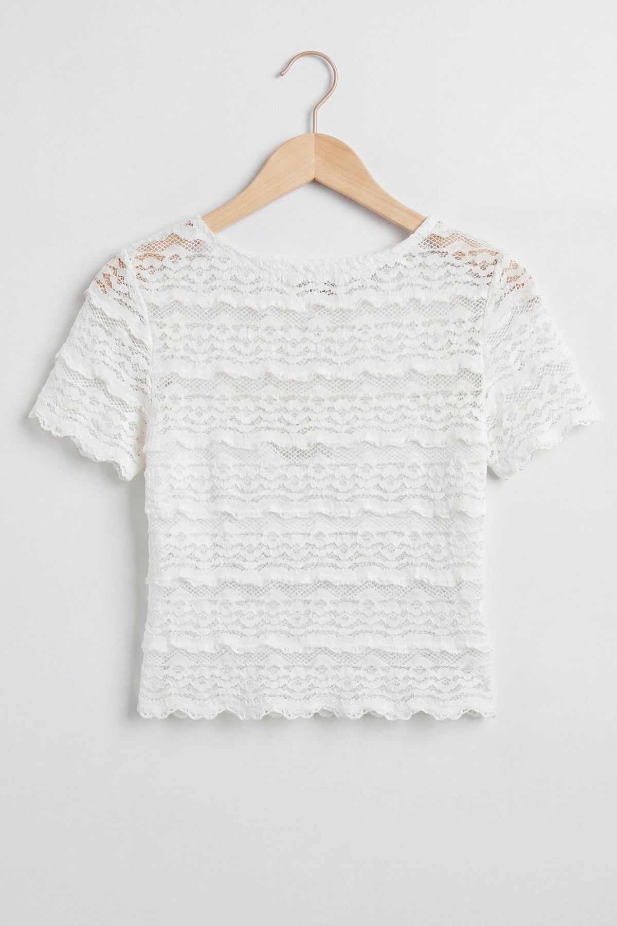 Lace Sleeve Woven Baby Tee