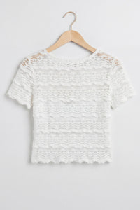 Lace Sleeve Woven Baby Tee