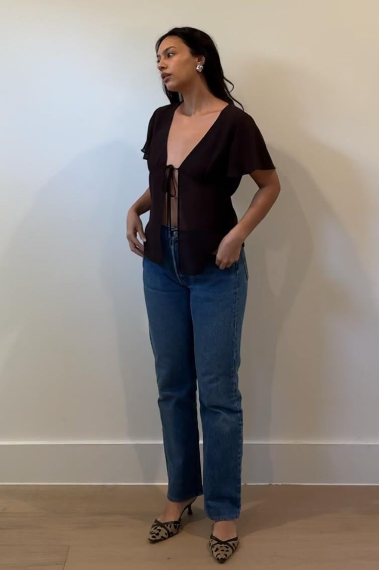 Chiffon Flowy Short Sleeve Blouse