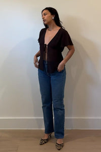 Chiffon Flowy Short Sleeve Blouse