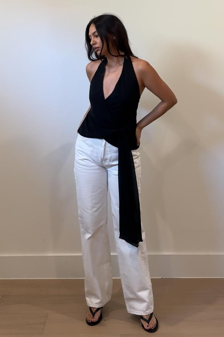 Chiffon Halter Neck Side Wrap Top