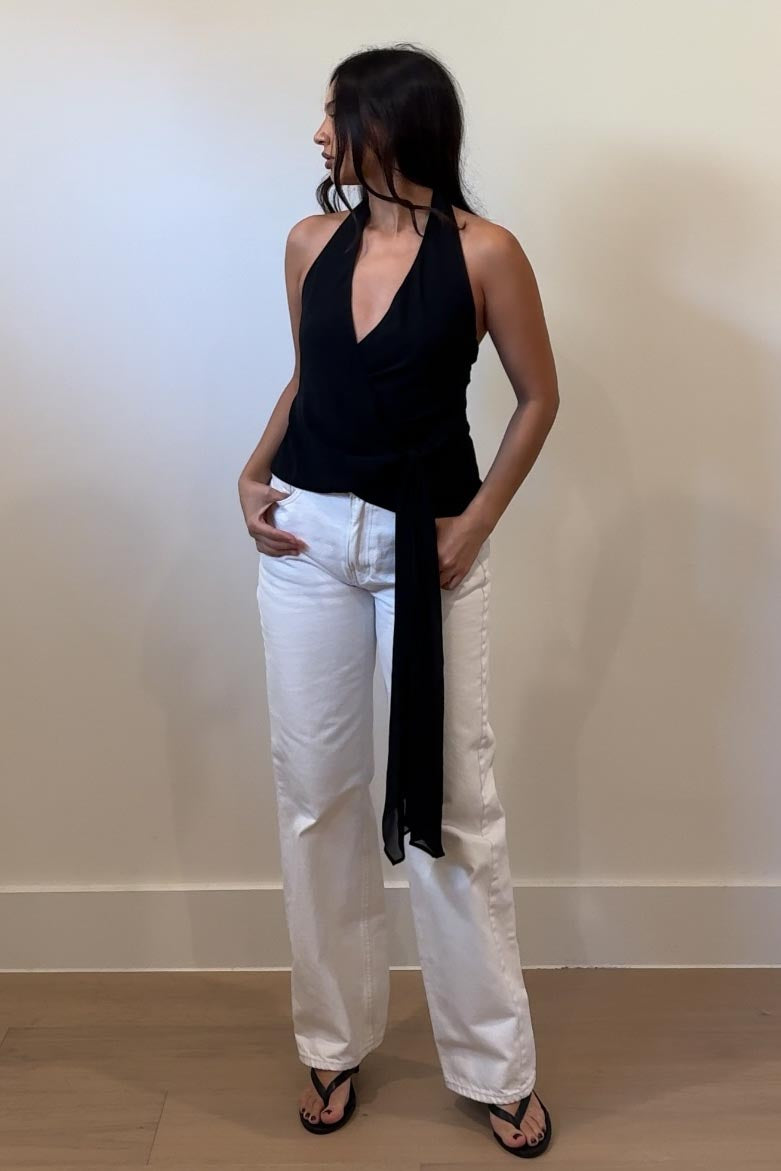 Chiffon Halter Neck Side Wrap Top