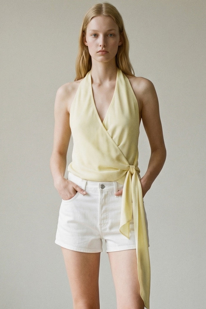 Chiffon Halter Neck Side Wrap Top