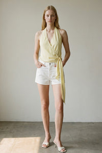 Chiffon Halter Neck Side Wrap Top