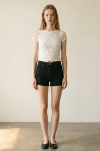 Paisley Open Back Tie Knit Top