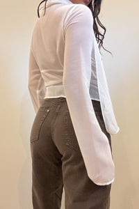 Chiffon Keyhole Detail Long Sleeve Top