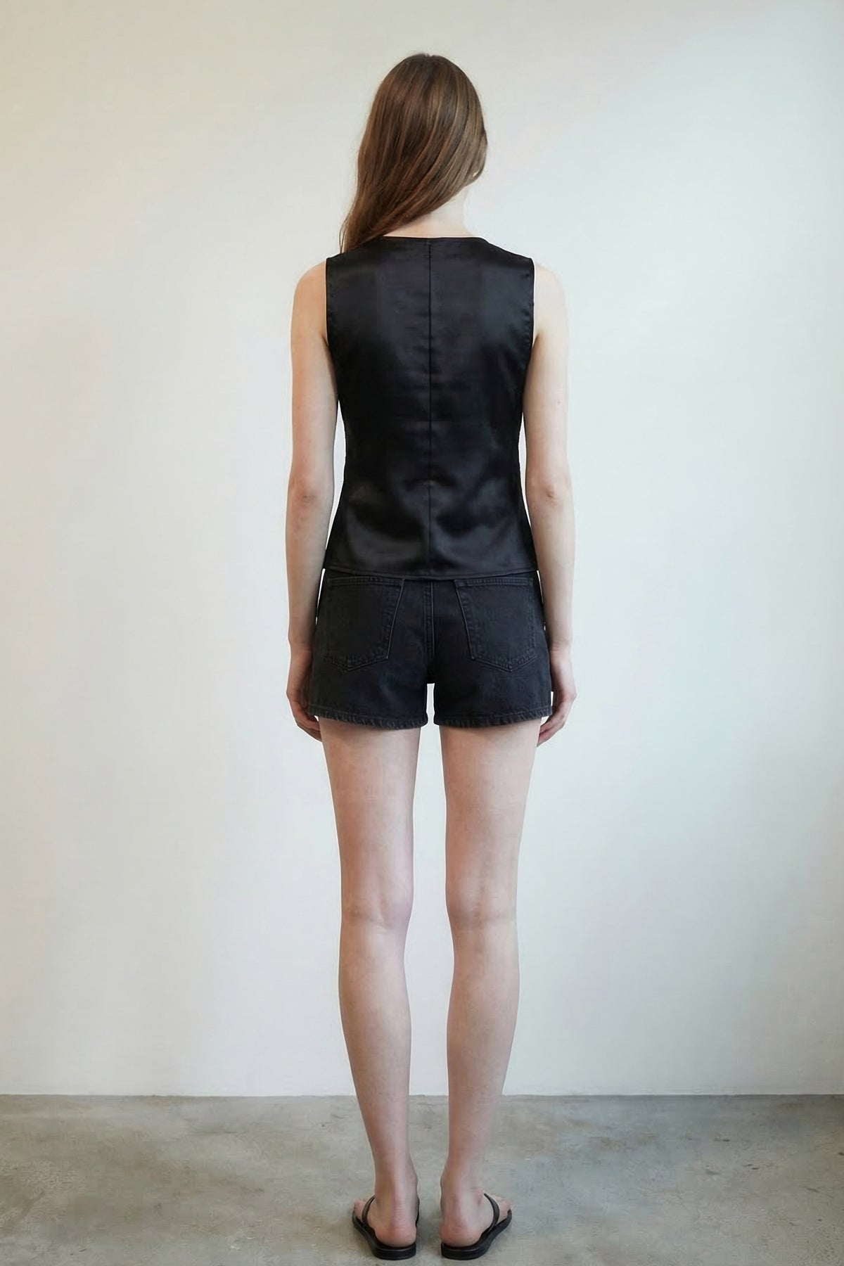 Satin Lace Panel Sleeveless Top