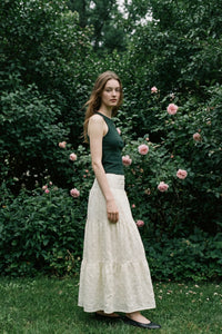 Embroidered Maxi Tiered Skirt