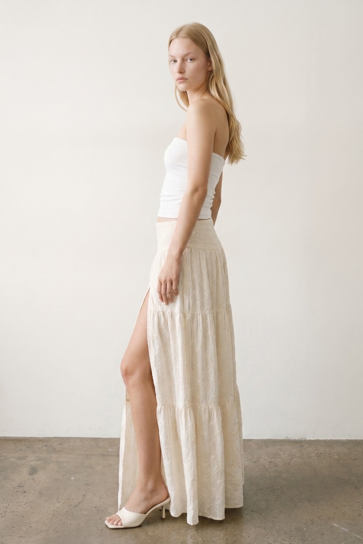 Embroidered Maxi Tiered Skirt