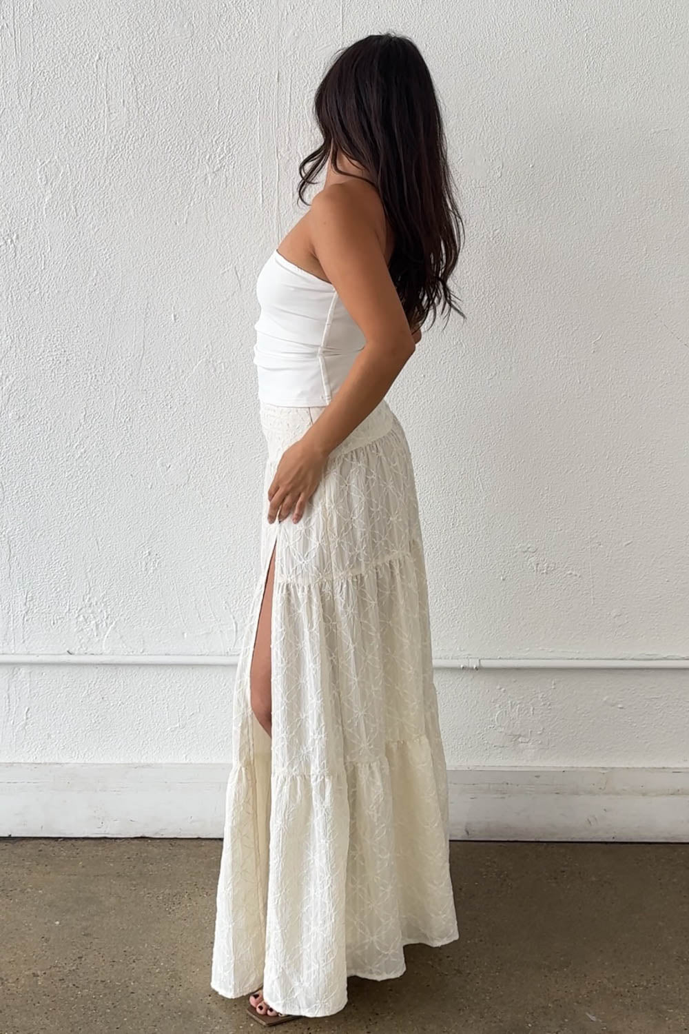 Embroidered Maxi Tiered Skirt