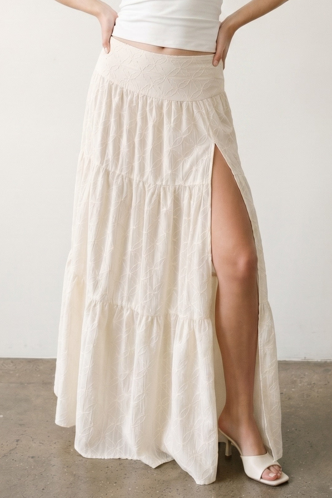 Embroidered Maxi Tiered Skirt