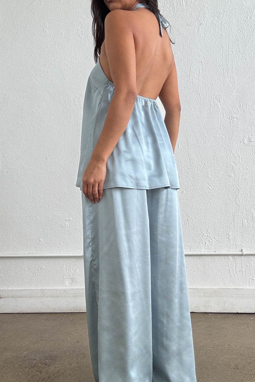 Satin Halter Knot Detail Top & Pants Set
