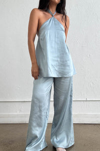 Satin Halter Knot Detail Top & Pants Set