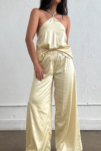 Satin Halter Knot Detail Top & Pants Set