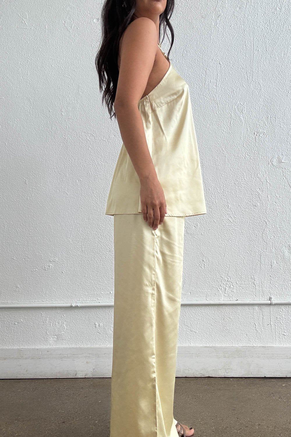 Satin Halter Knot Detail Top & Pants Set