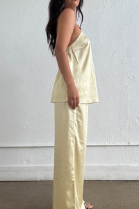 Satin Halter Knot Detail Top & Pants Set