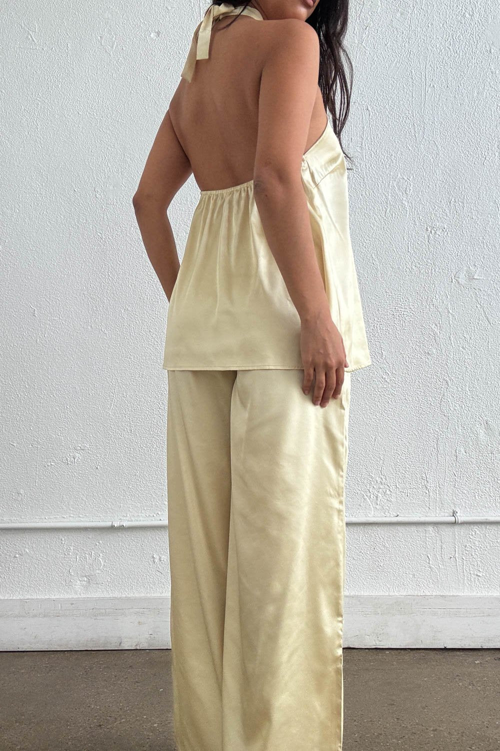 Satin Halter Knot Detail Top & Pants Set