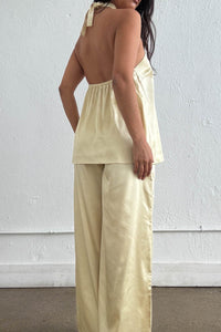 Satin Halter Knot Detail Top & Pants Set