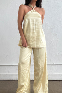 Satin Halter Knot Detail Top & Pants Set