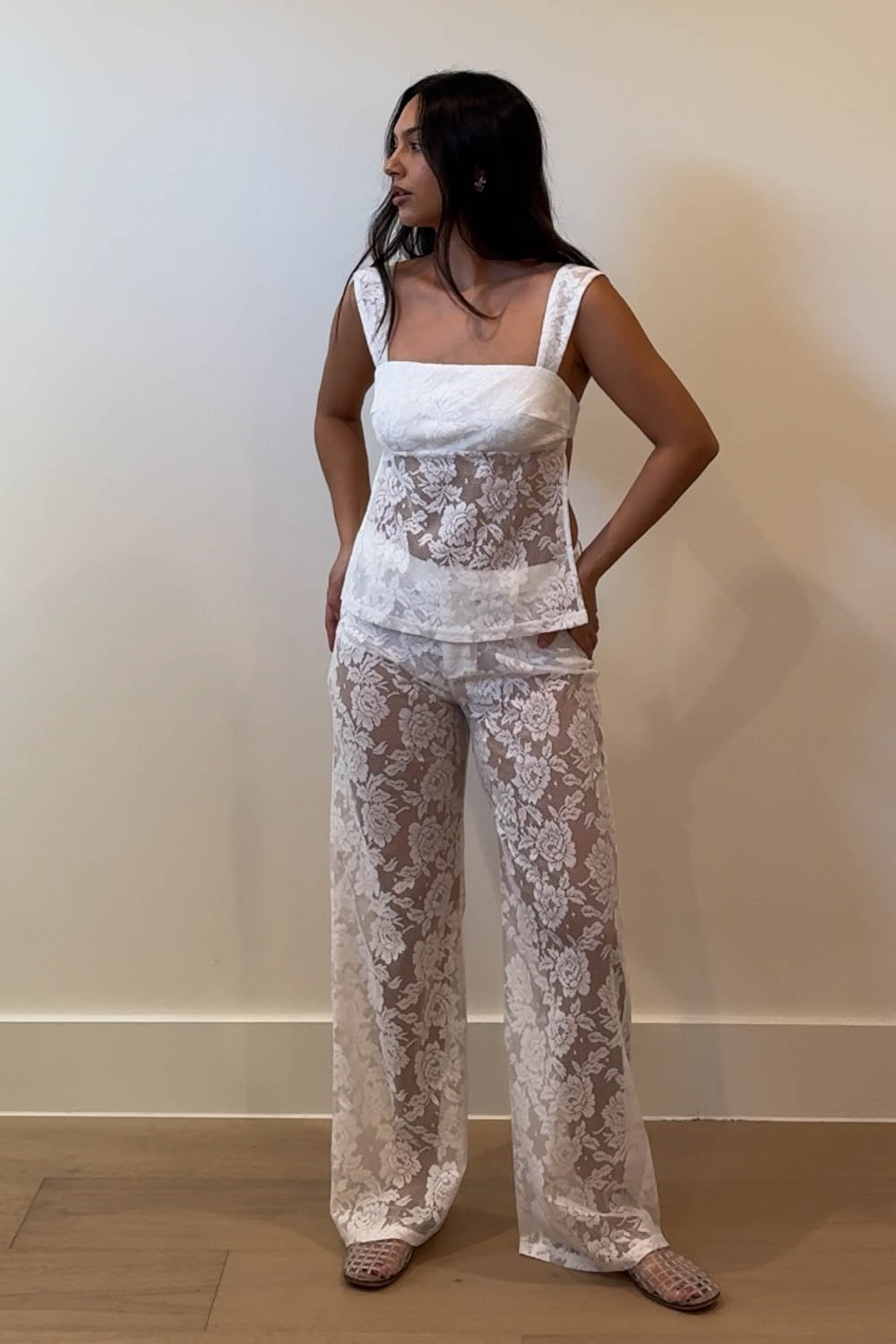 Lace Low Rise Knit Pants