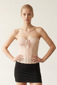 Power Mesh Smocked Bust Corset Top