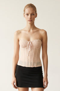 Power Mesh Smocked Bust Corset Top