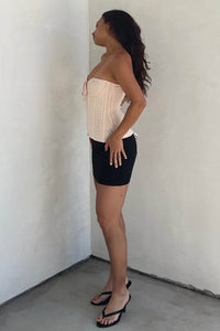 Power Mesh Smocked Bust Corset Top