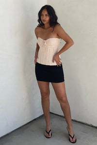 Power Mesh Smocked Bust Corset Top