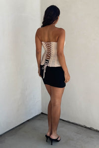 Power Mesh Smocked Bust Corset Top