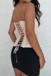 Power Mesh Smocked Bust Corset Top