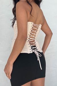 Power Mesh Smocked Bust Corset Top