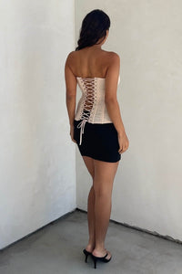 Power Mesh Smocked Bust Corset Top