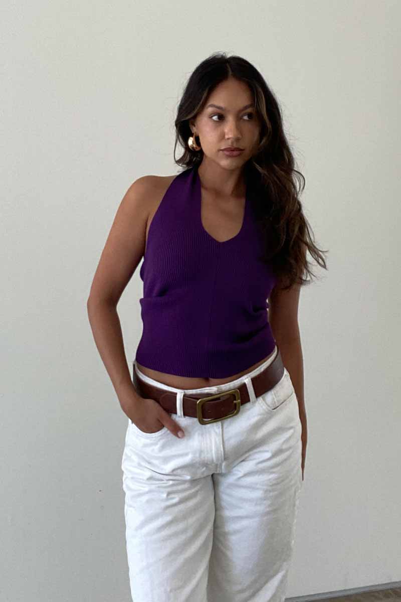 Front Cutout Criss Cross Halter Top