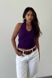 Front Cutout Criss Cross Halter Top