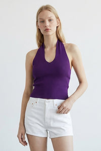 Front Cutout Criss Cross Halter Top
