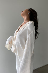 Pleated Satin Shirt Top Pants Set