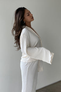 Pleated Satin Shirt Top Pants Set