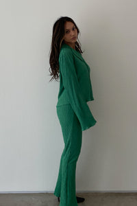 Pleated Satin Shirt Top Pants Set