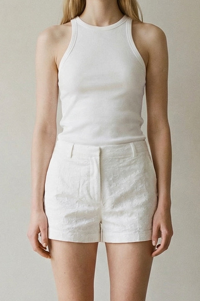 Embroidered Low Rise Mini Shorts
