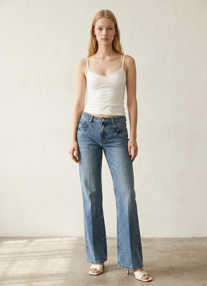 Low Rise Slim Flared Leg Jeans
